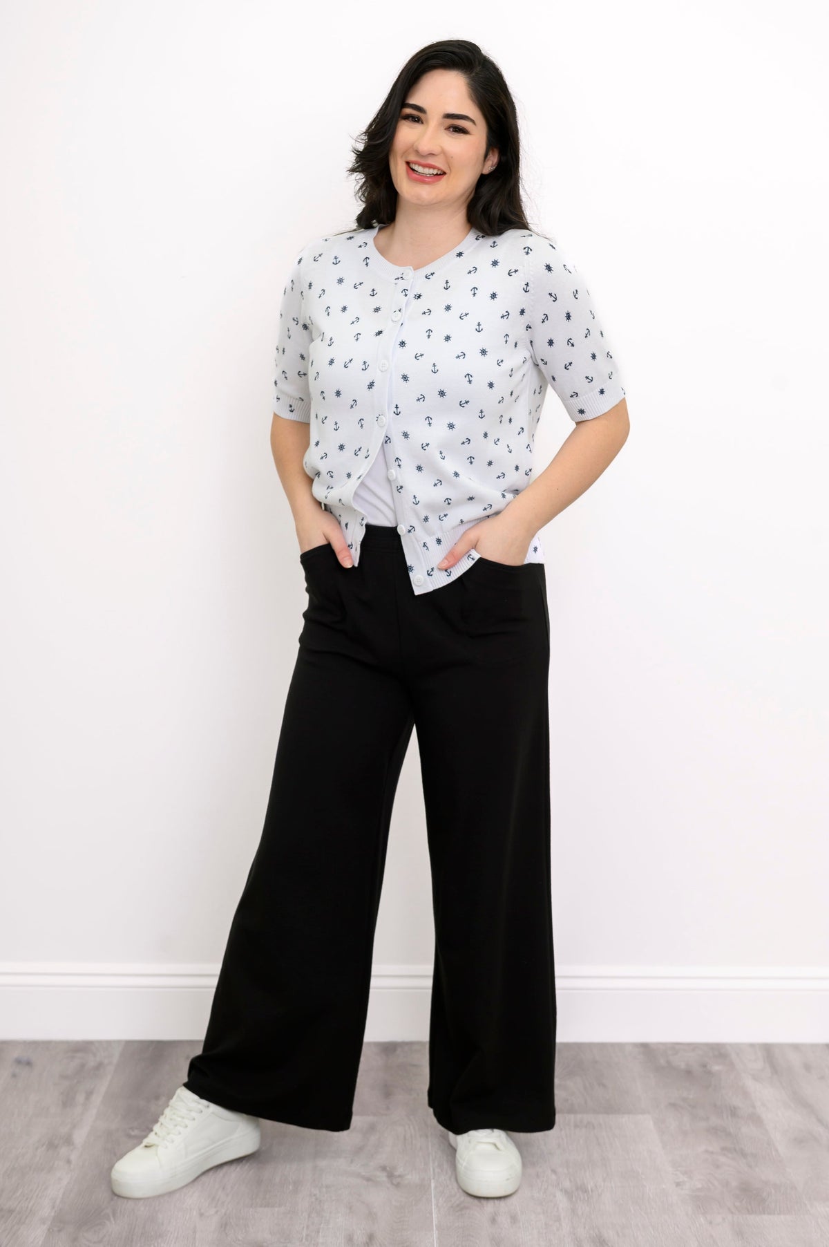 Shen Cardigan, White Anchor, Cotton