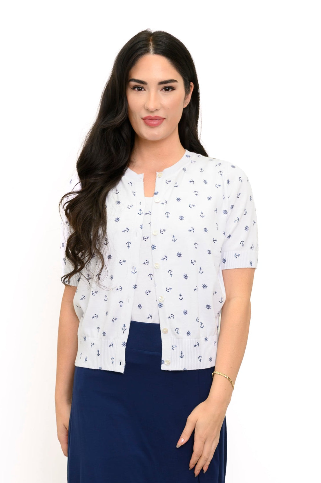 Shen Cardigan, White Anchor, Cotton