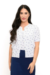 Shen Cardigan, White Anchor, Cotton