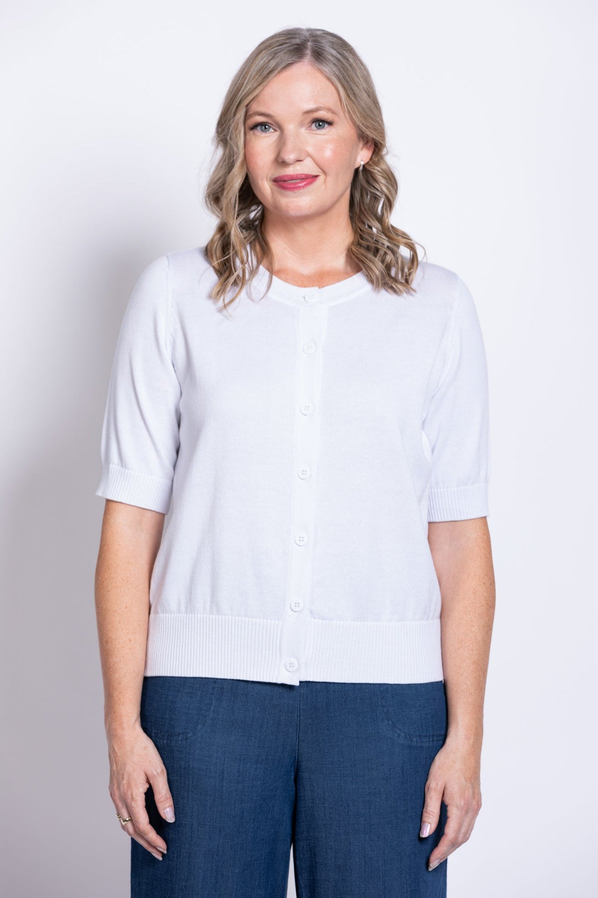 Shen Cardigan, White, Cotton