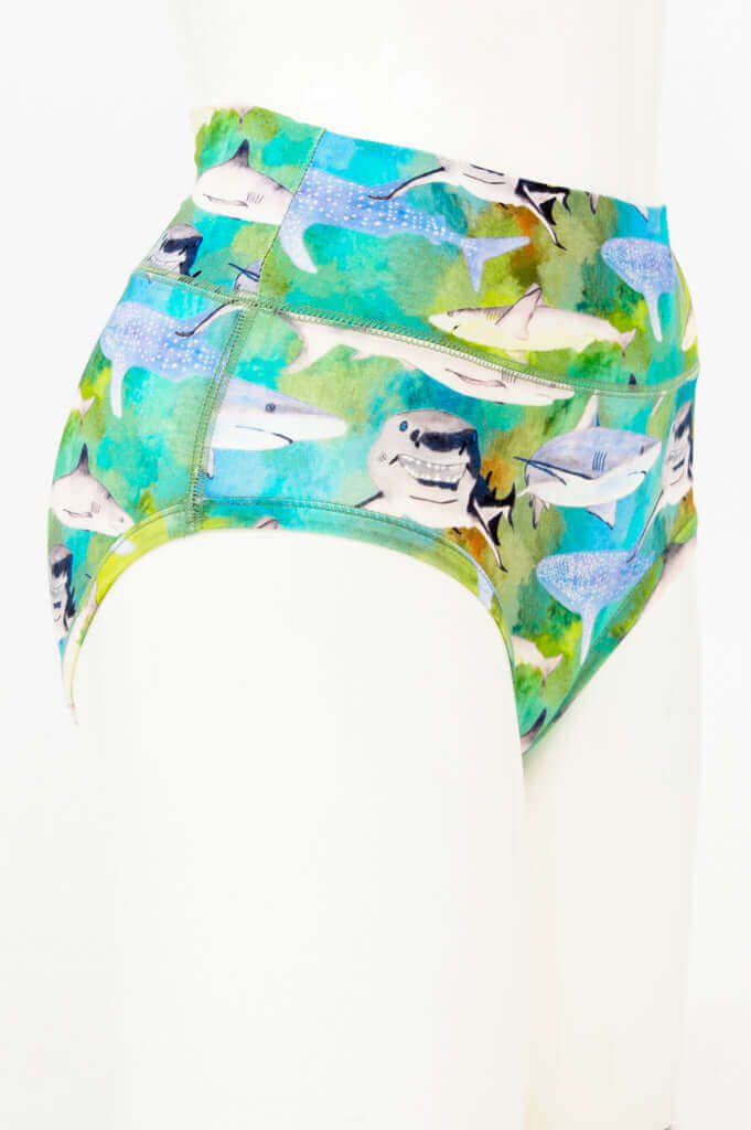 Side view of La Gaunche shark print bamboo blend brief