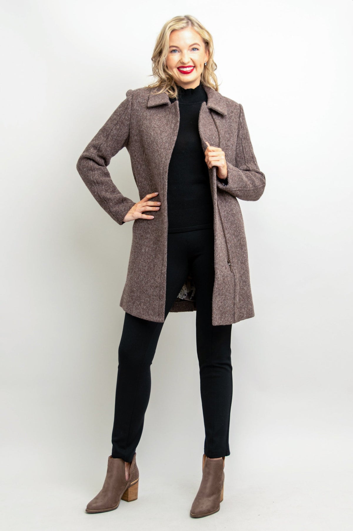 Sidney Coat, Mocha, Boiled Wool