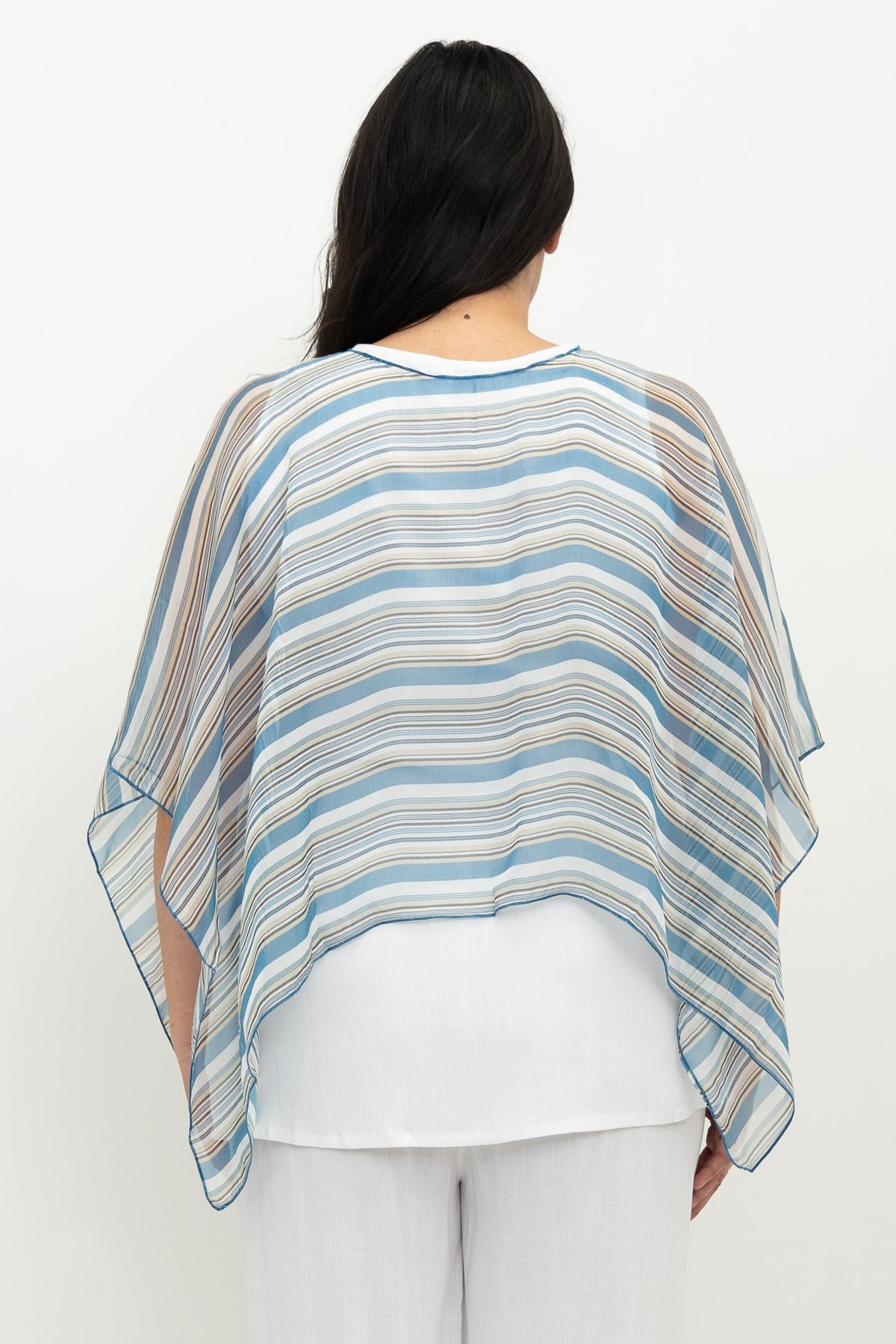 Silk Poncho, Sand Stripe