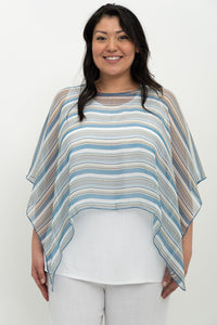 Silk Poncho, Sand Stripe