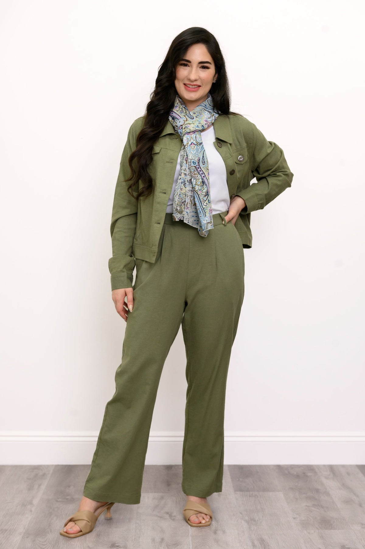 Colleen Jacket, Khaki, Linen
