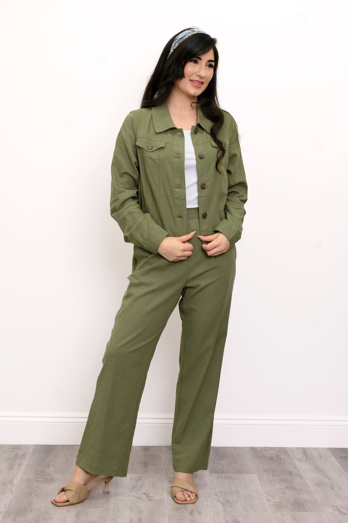 Colleen Jacket, Khaki, Linen