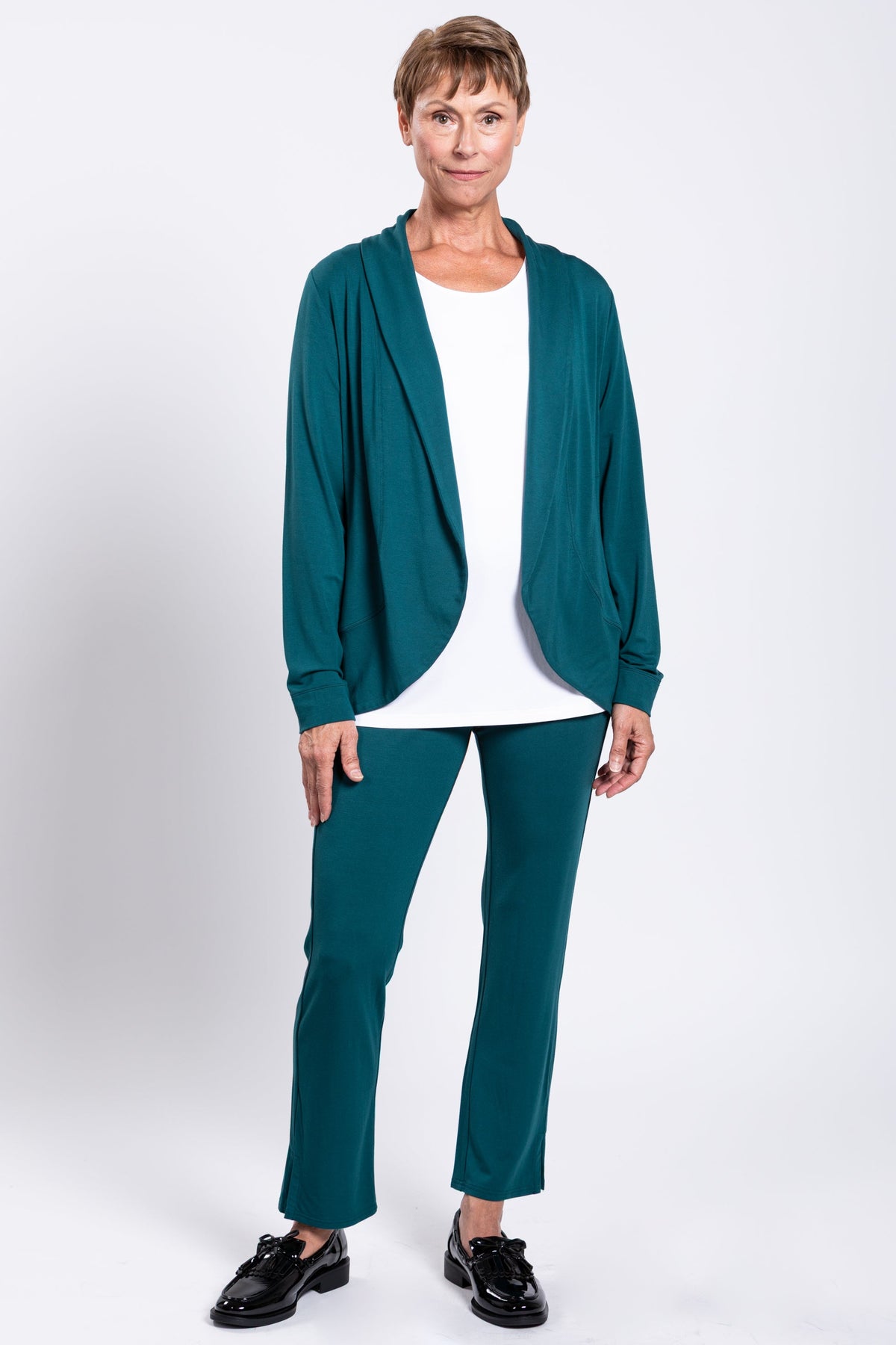Sarina Pant, Teal, French Terry