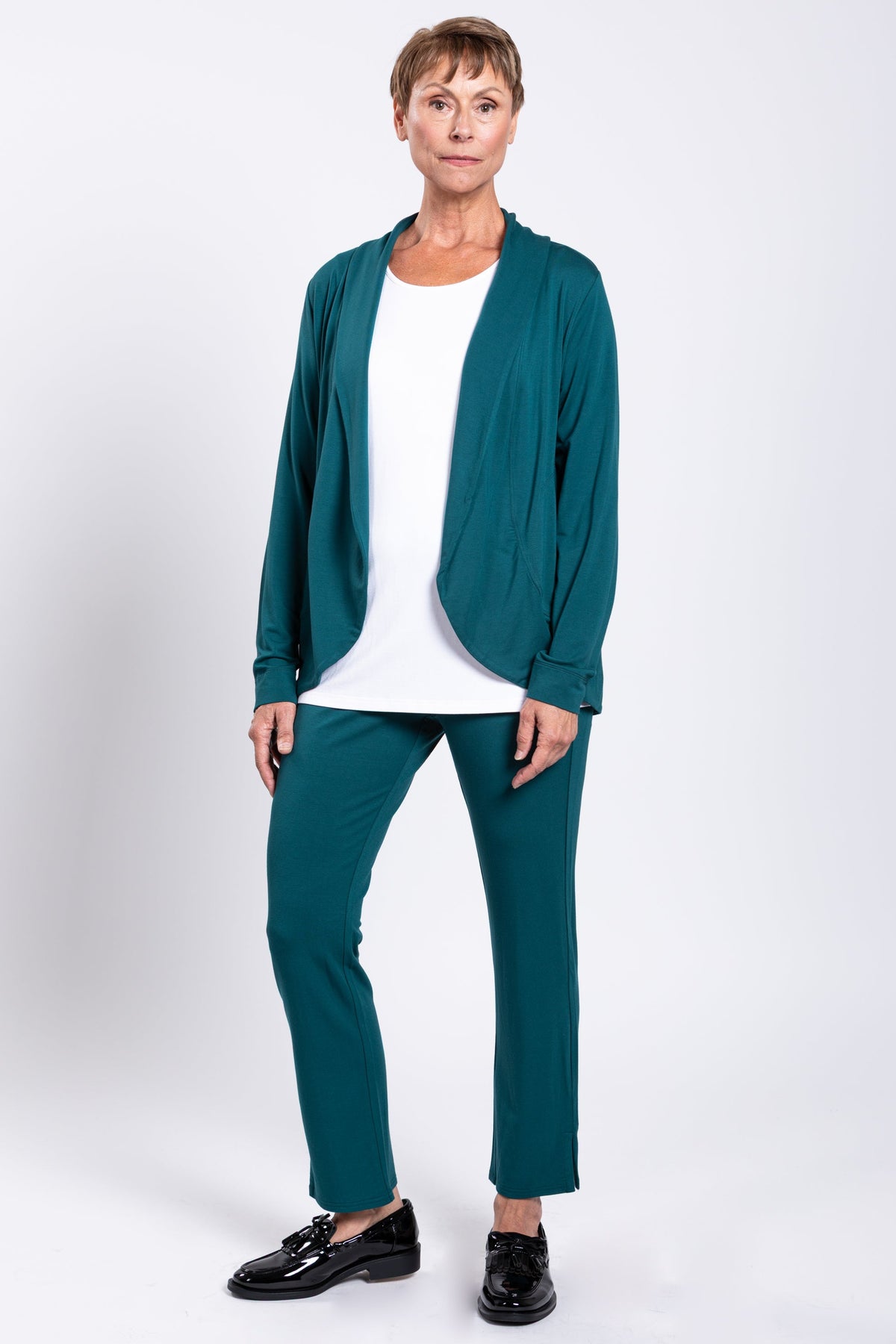 Sarina Pant, Teal, French Terry