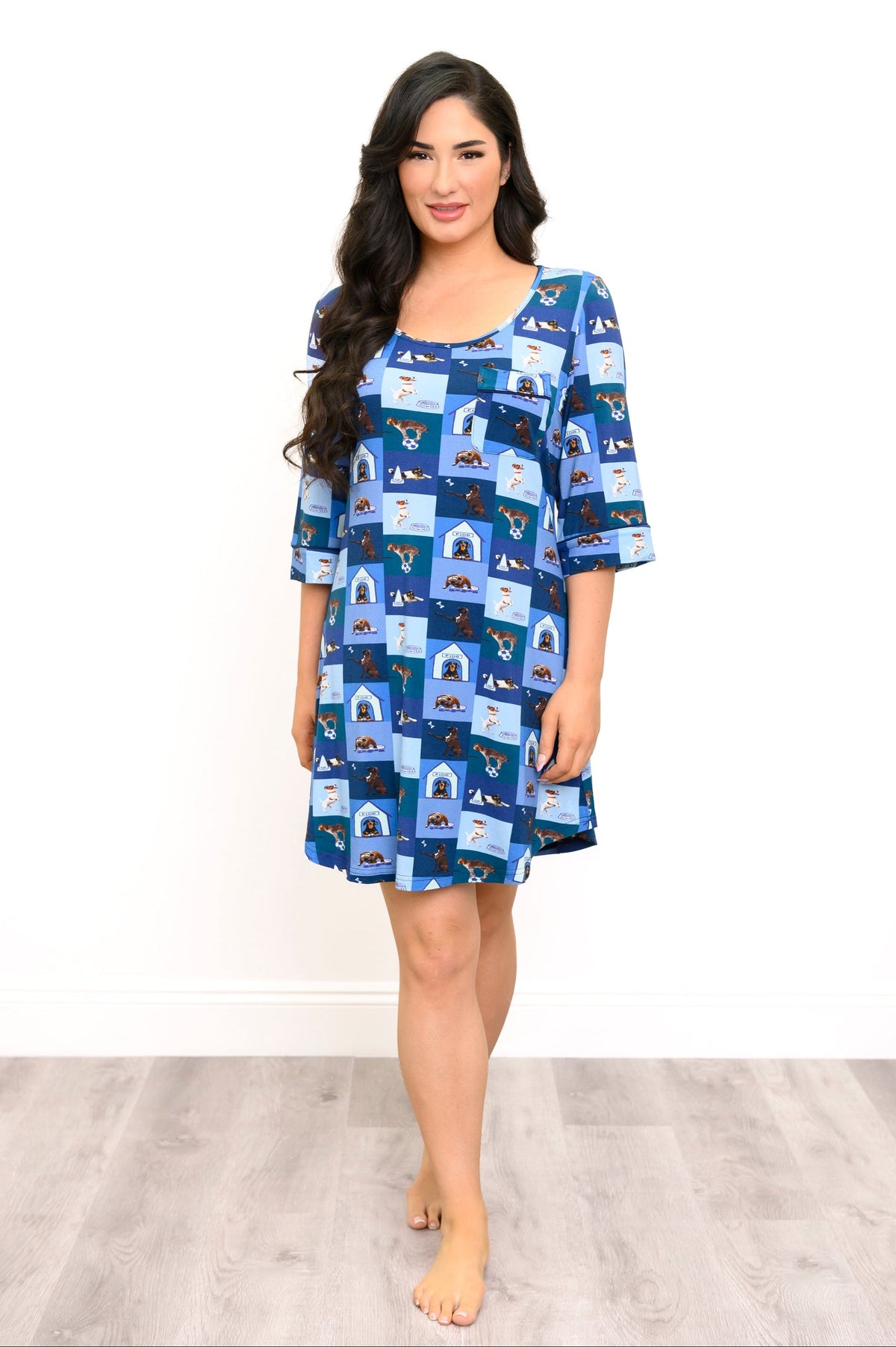 Starlight Sleepshirt, Blue Dog, Bamboo