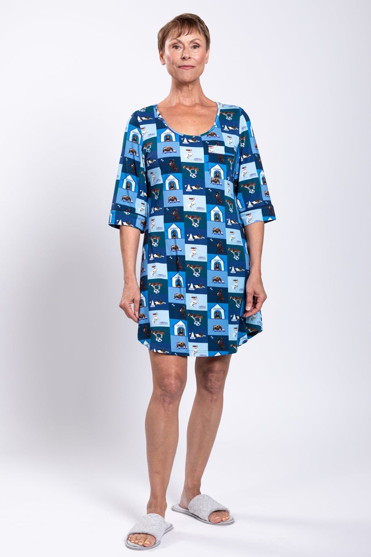 Starlight Sleepshirt, Blue Dog, Bamboo