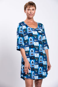 Starlight Sleepshirt, Blue Dog, Bamboo