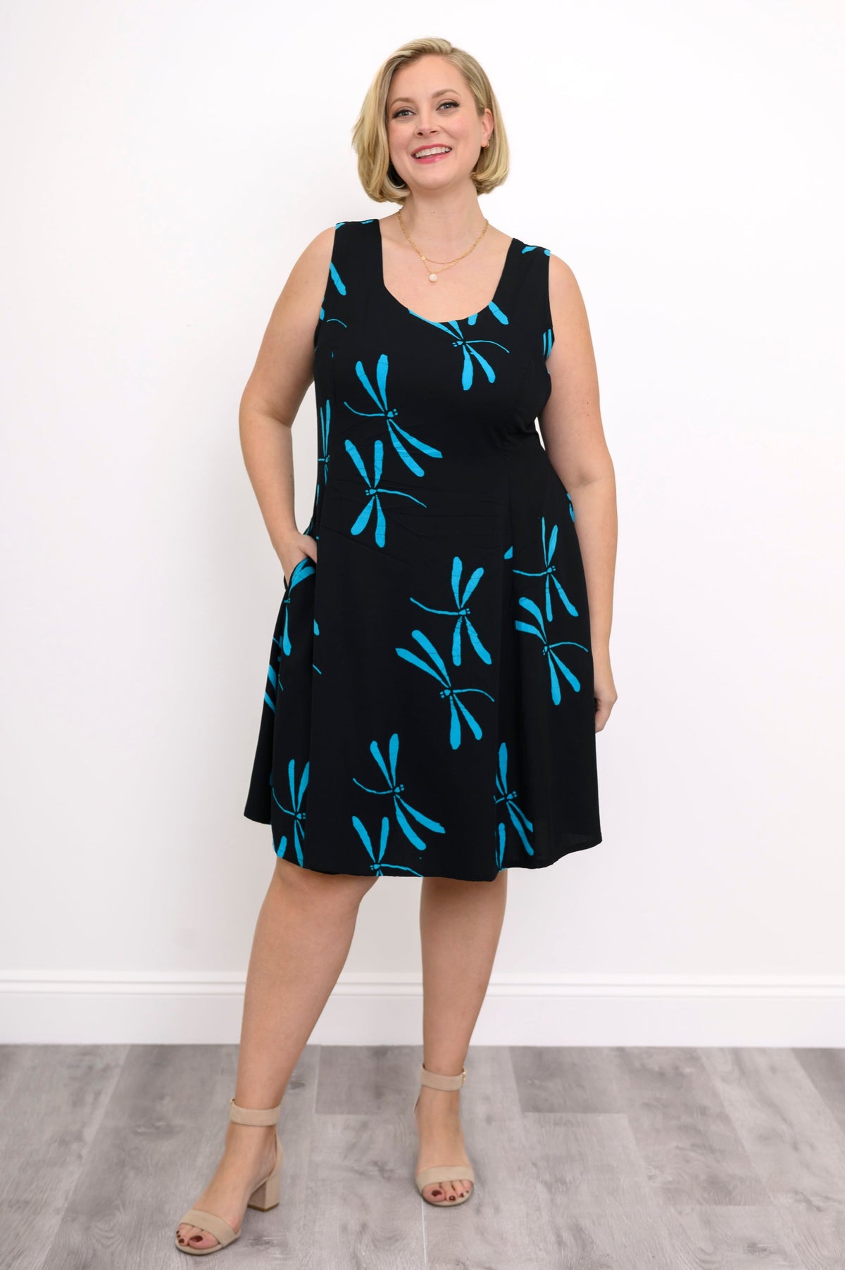 Sweet Sara Dress, Turquoise Dragonfly
