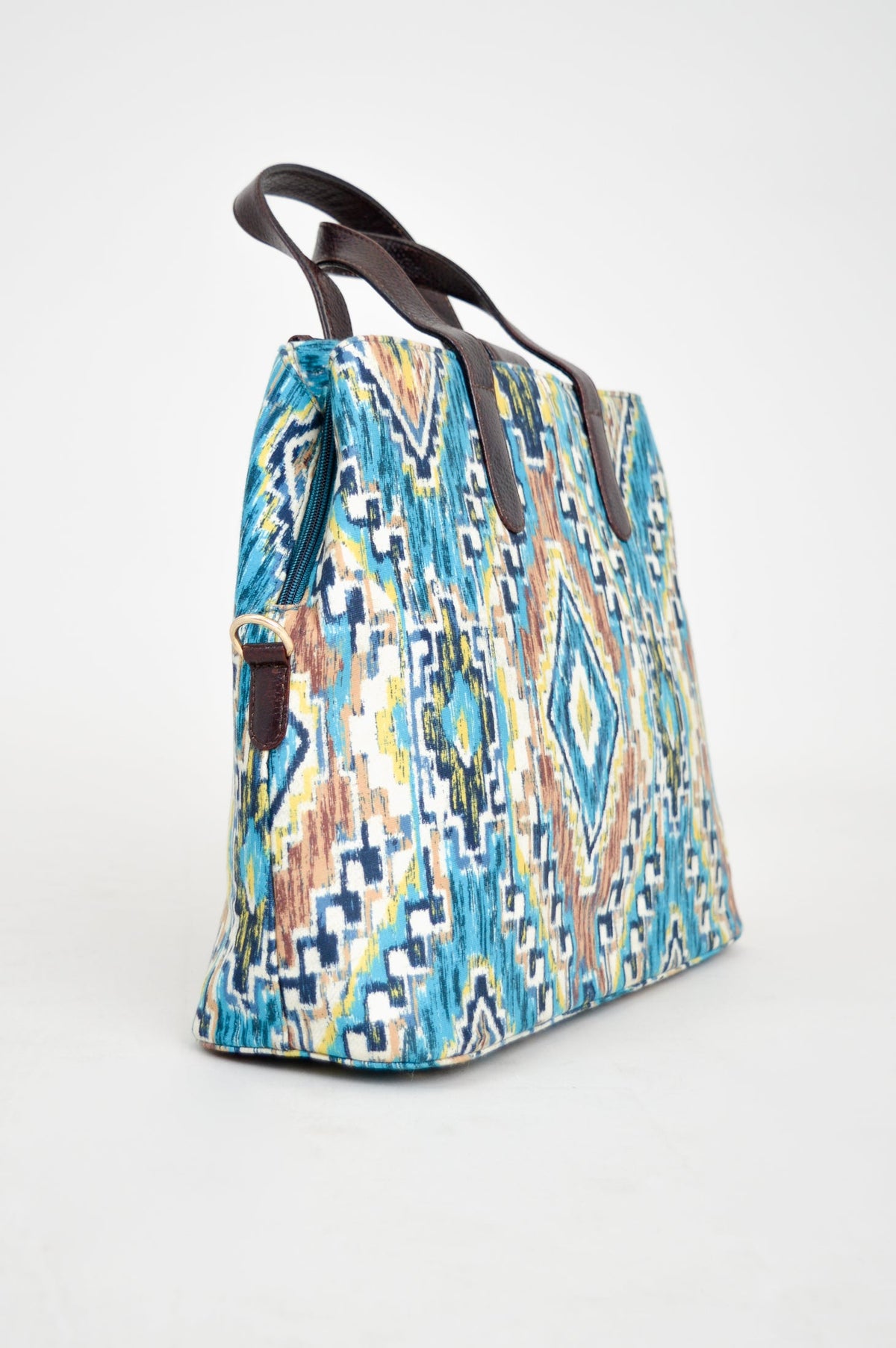 Tapestry Bag, Teal Ikat