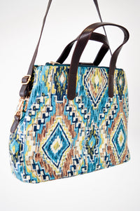 Tapestry Bag, Teal Ikat