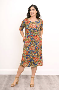 Tee Dress 3/4 Sleeve, Khaki Vintage, Bamboo