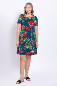 Tee Dress, Teal Fantasy, Bamboo