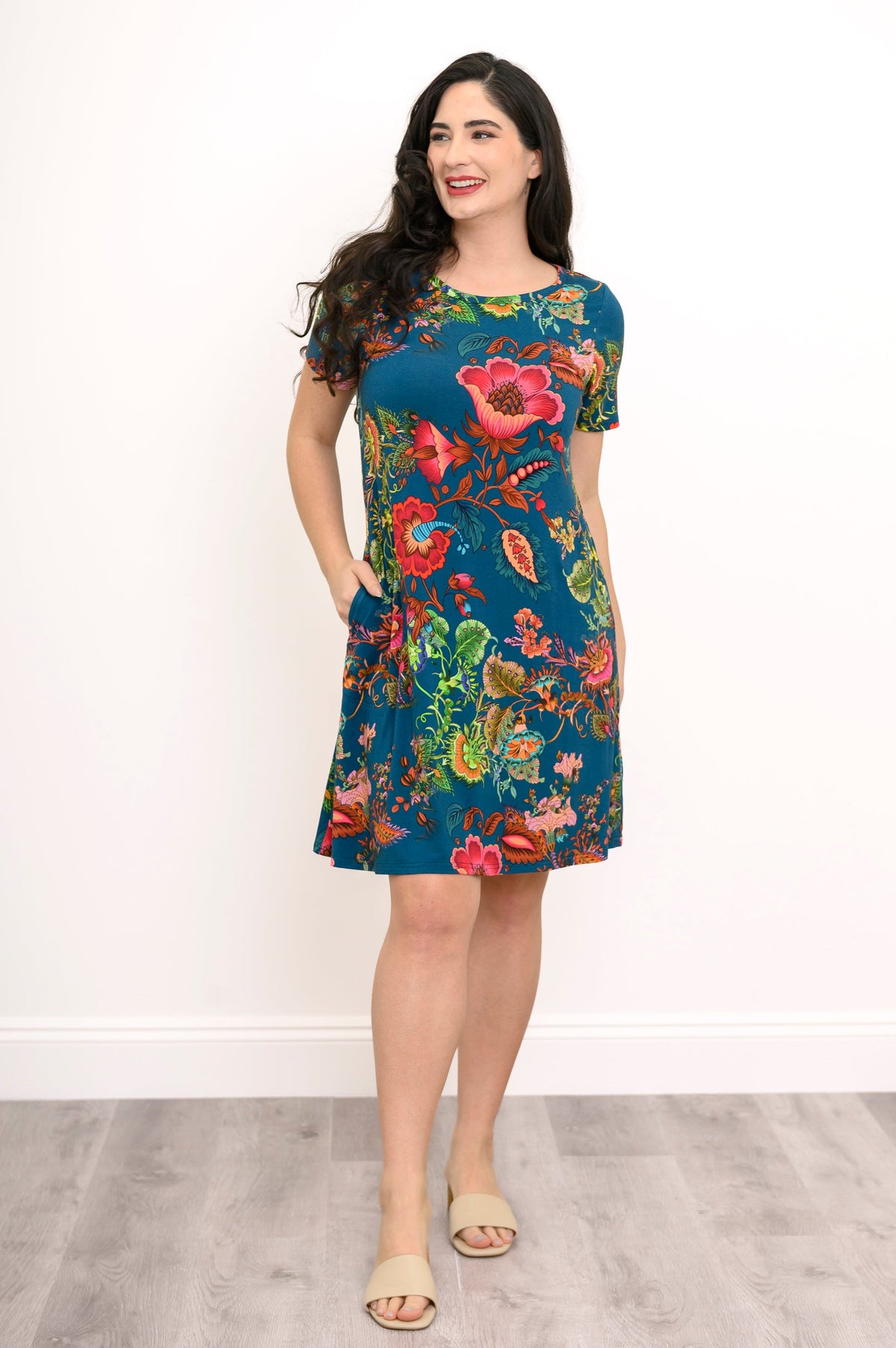 Tee Dress, Teal Fantasy, Bamboo