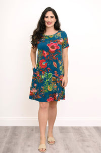 Tee Dress, Teal Fantasy, Bamboo