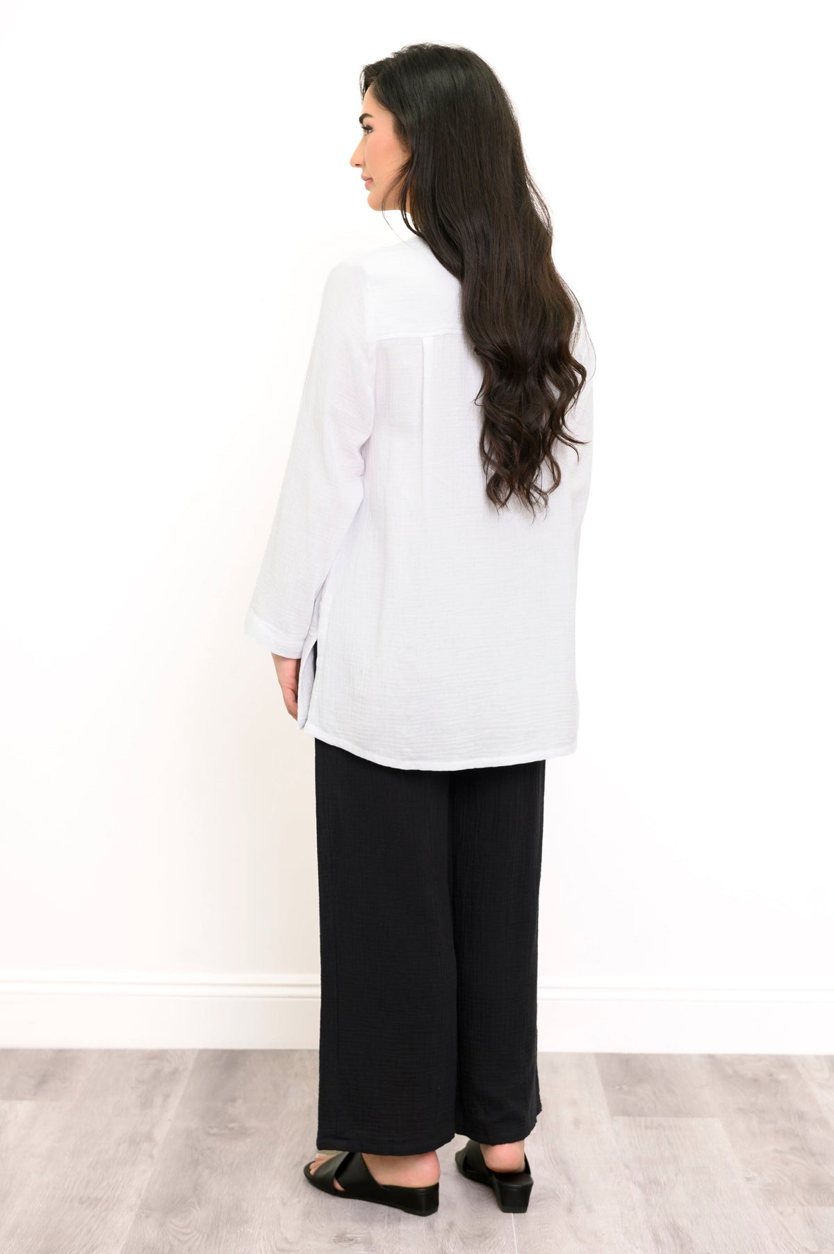 Temple Blouse, White, Cotton Gauze