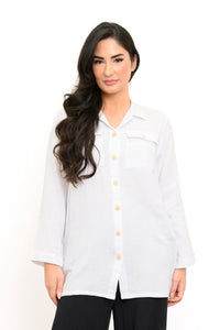 Temple Blouse, White, Cotton Gauze