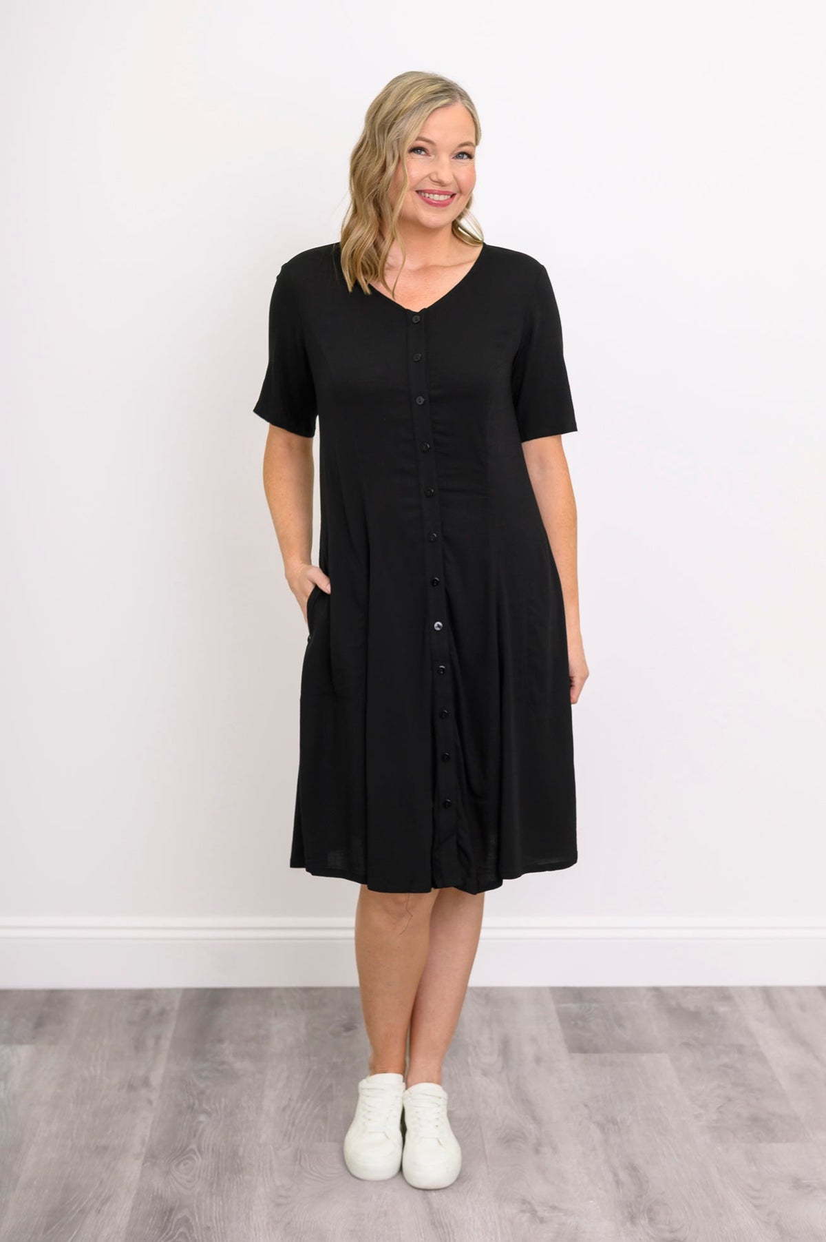 Teresa Dress, Black, Linen Bamboo
