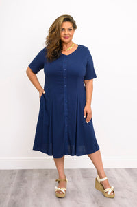 Teresa Dress, Indigo, Linen Bamboo