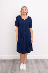 Teresa Dress, Indigo, Linen Bamboo