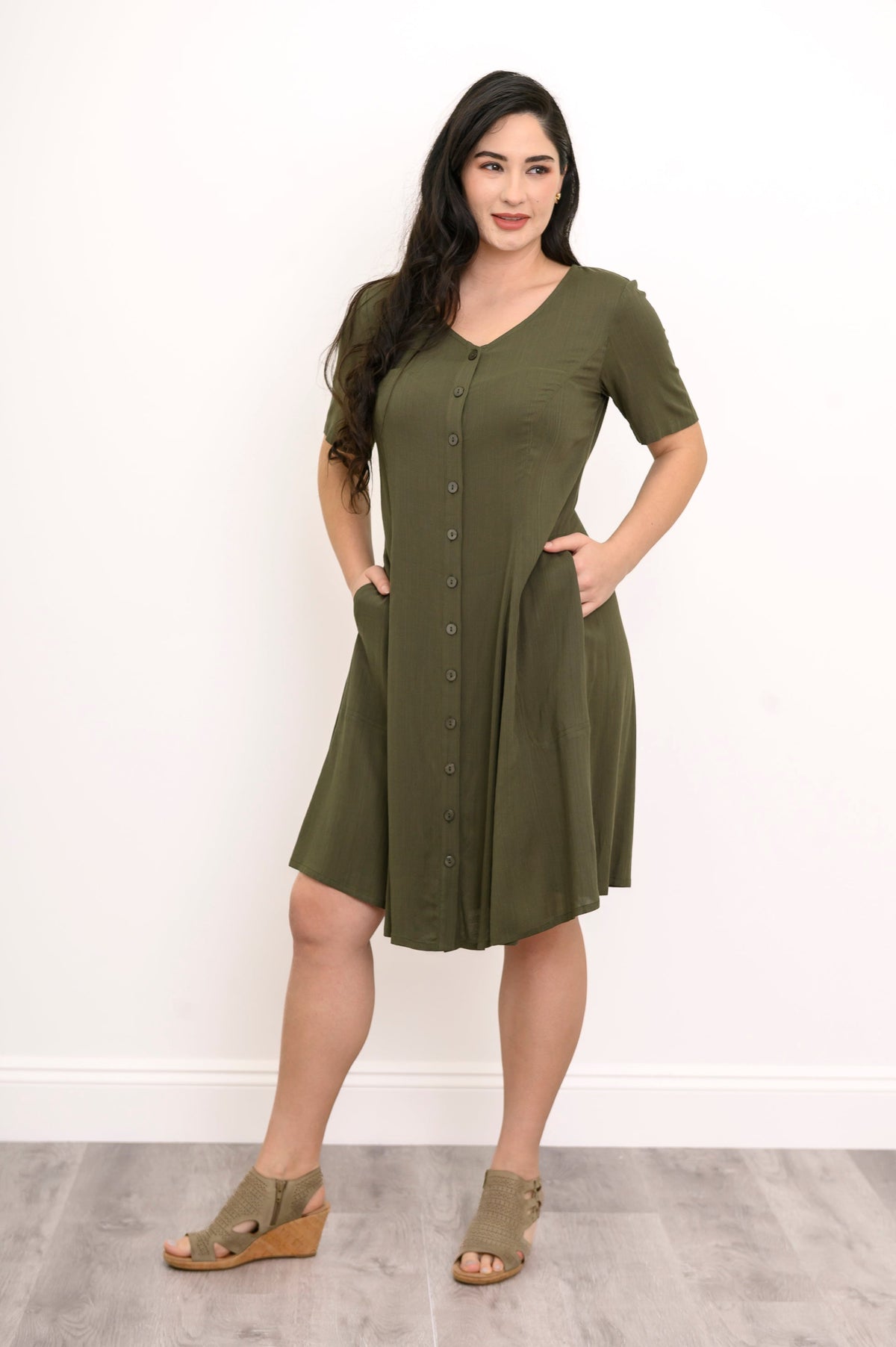 Teresa Dress, Khaki, Linen Bamboo