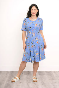 Teresa Dress, Peri Daisy, Linen Bamboo