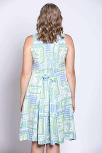 Close-up of tie-back and pattern on back of Arden dress