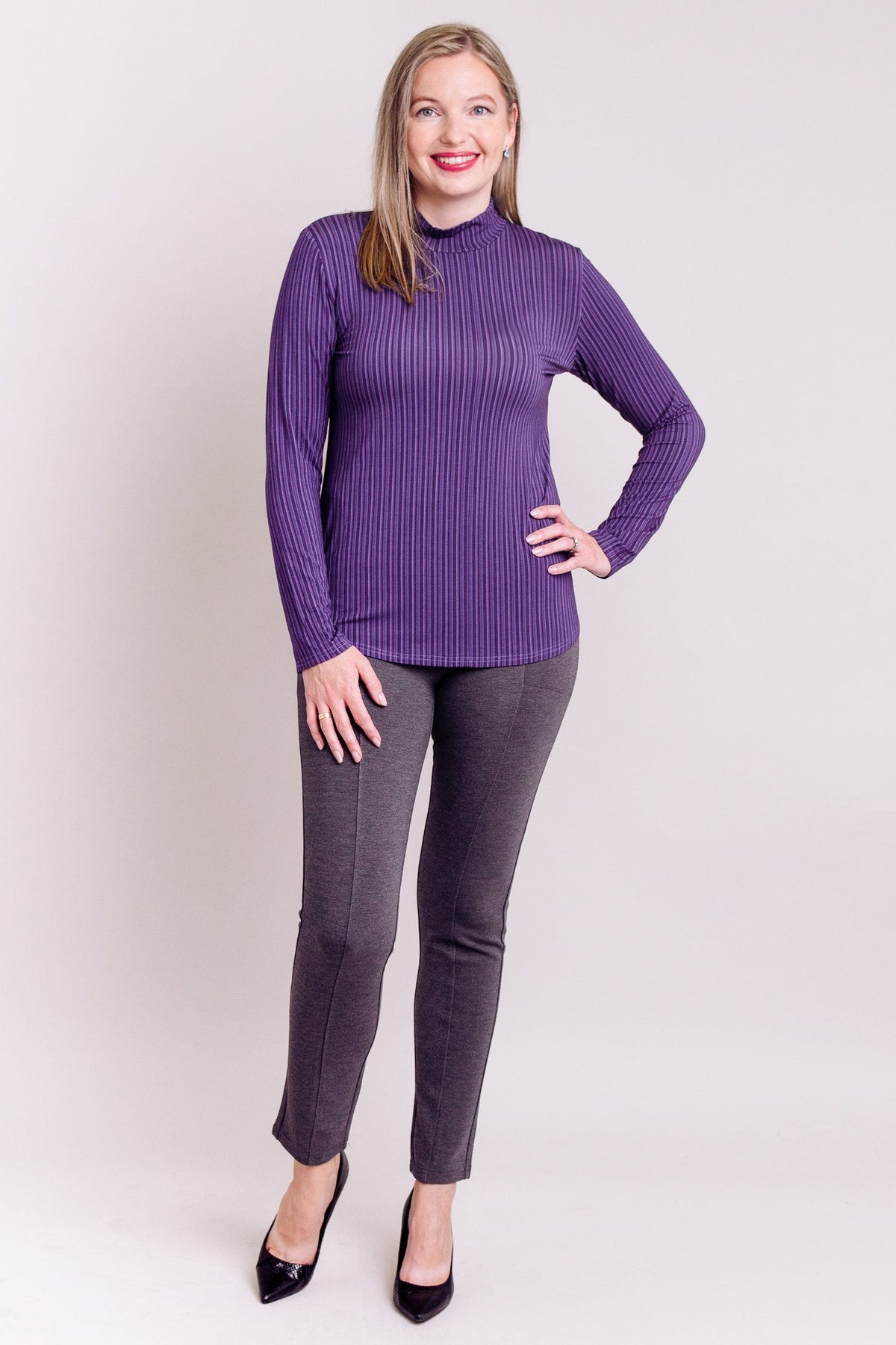 Tonya Top, Violet Stripes, Bamboo- Final Sale