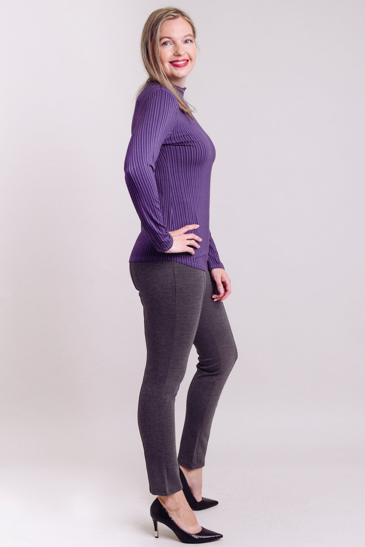 Tonya Top, Violet Stripes, Bamboo- Final Sale