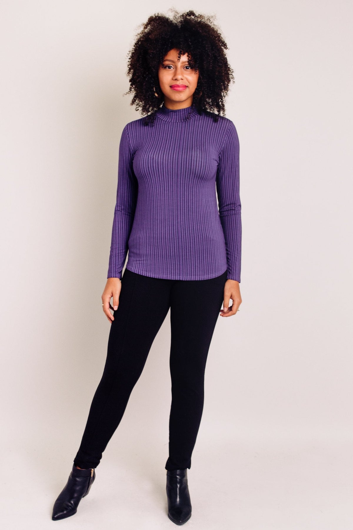 Tonya Top, Violet Stripes, Bamboo- Final Sale