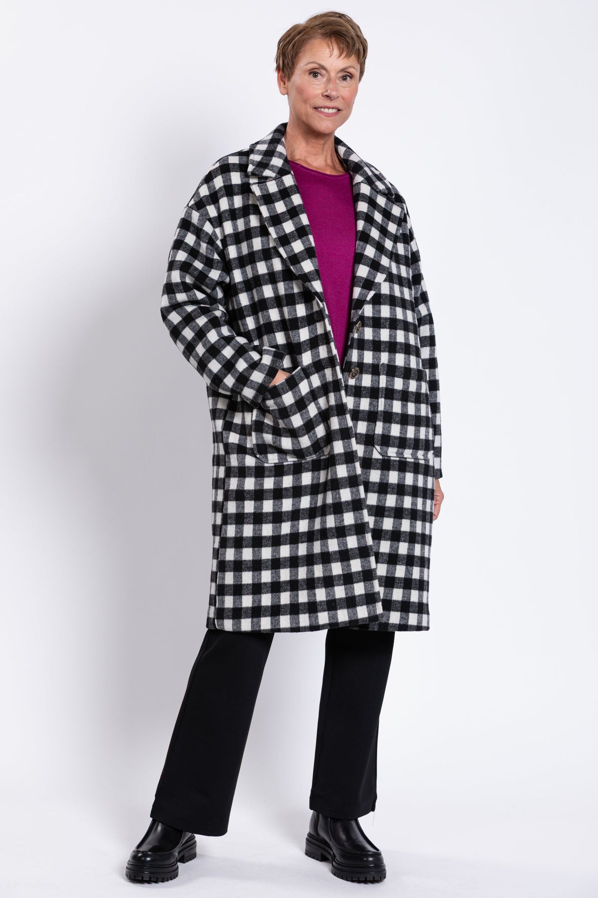 Vanessa Coat, BW Check, Boiled Wool
