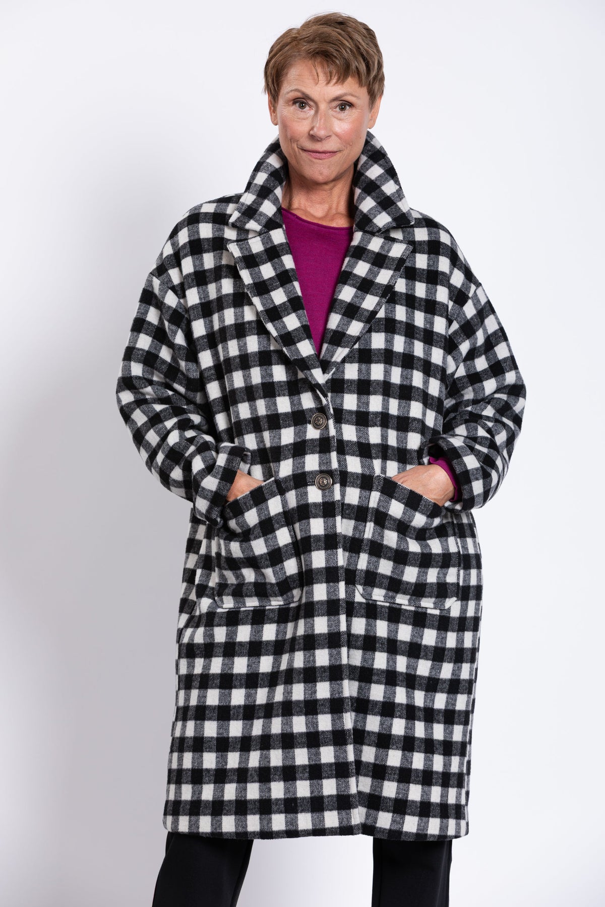 Vanessa Coat, BW Check, Boiled Wool