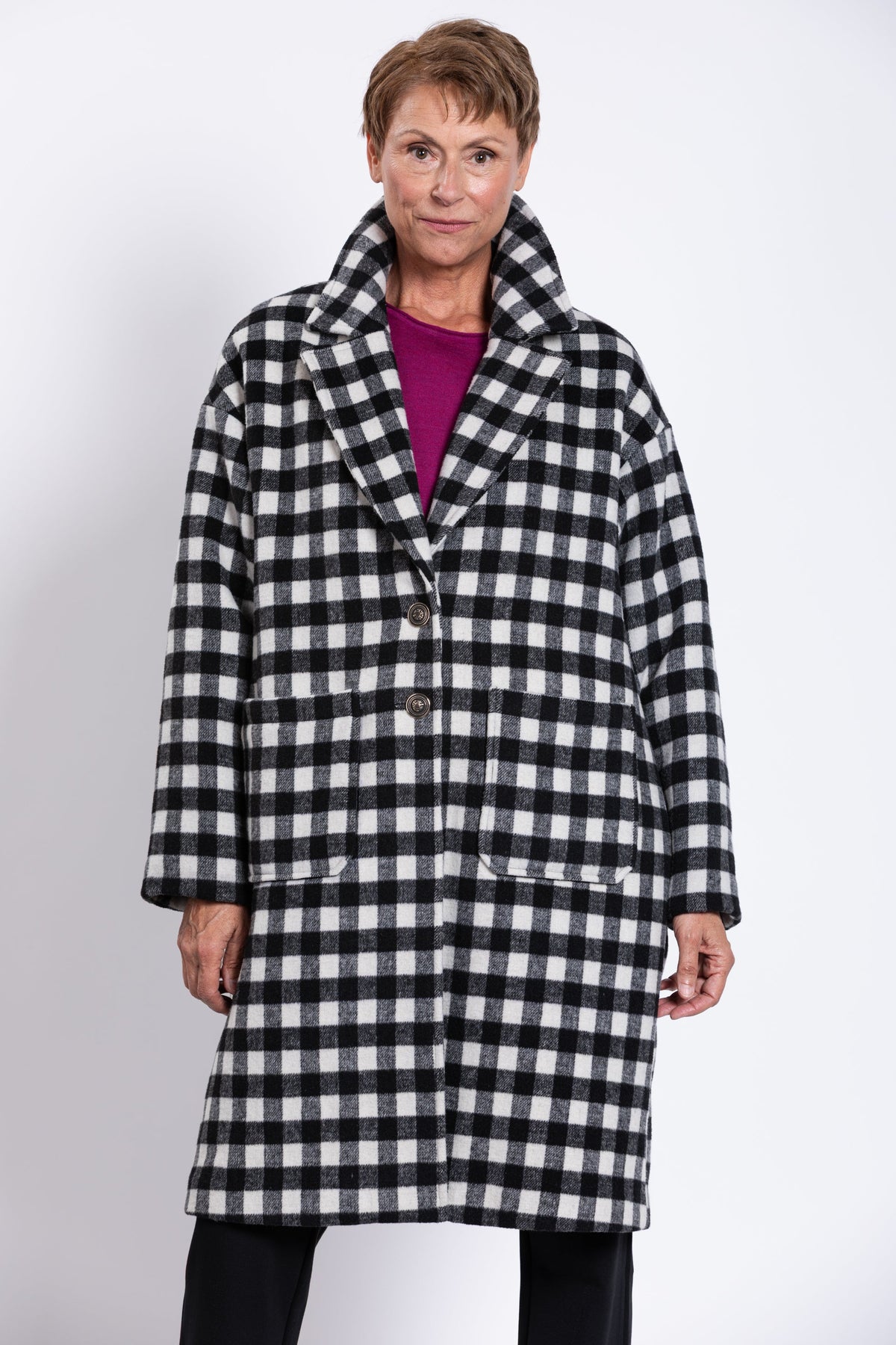 Vanessa Coat, BW Check, Boiled Wool