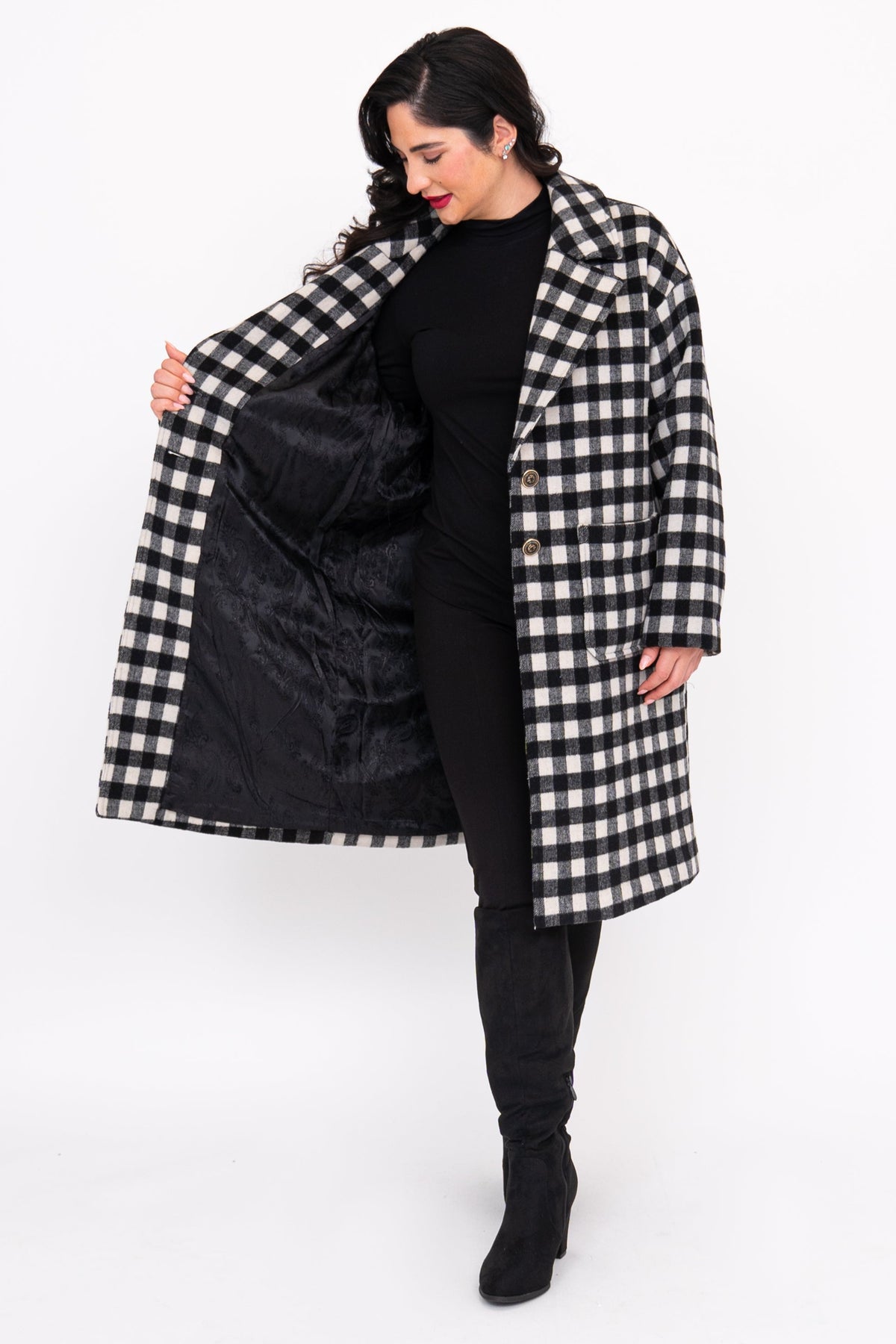 Vanessa Coat, BW Check, Boiled Wool