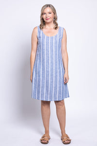 Velma Dress, Denim Stripe, Linen Viscose