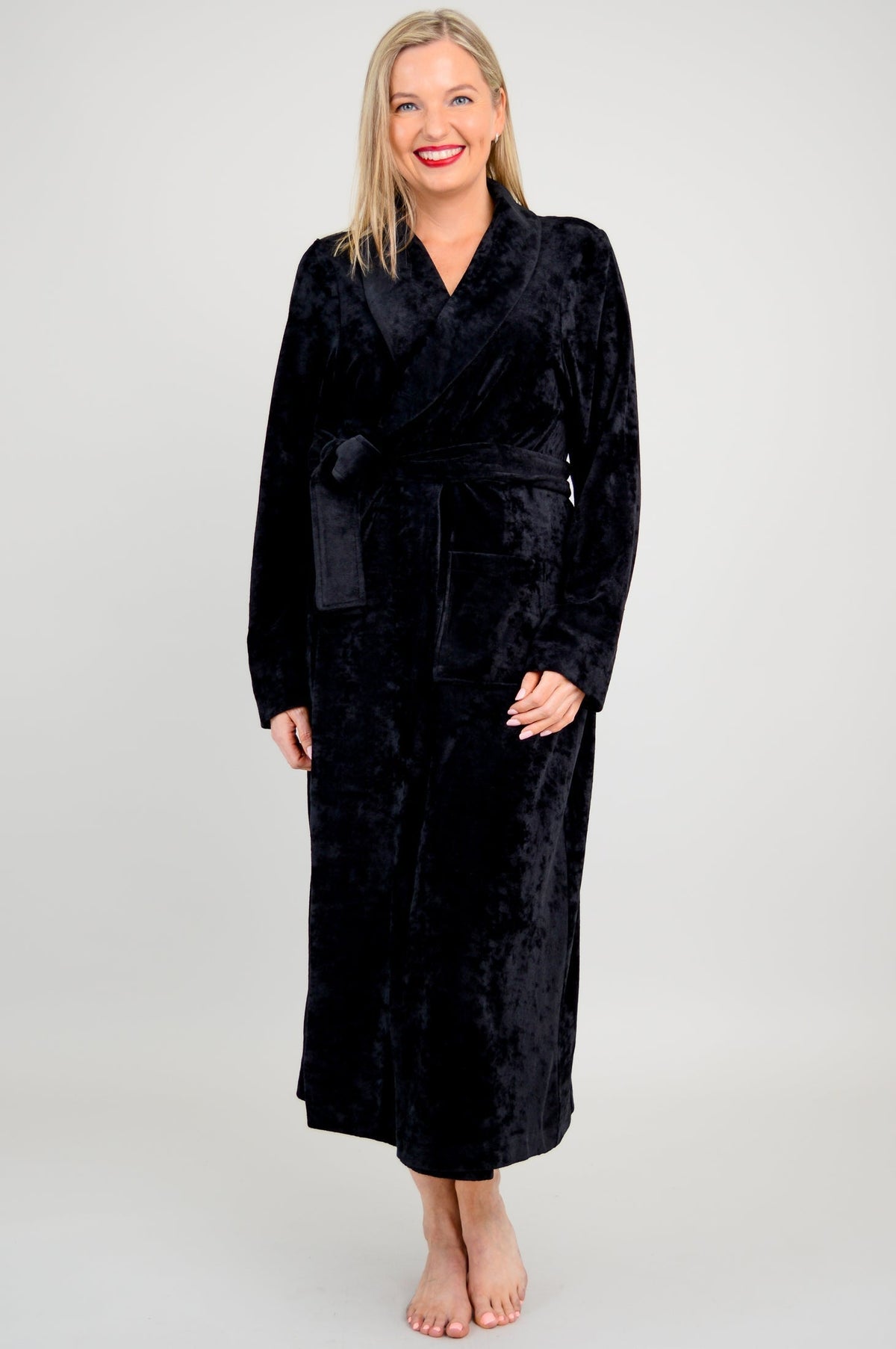 Velvet Robe, Black, Bamboo