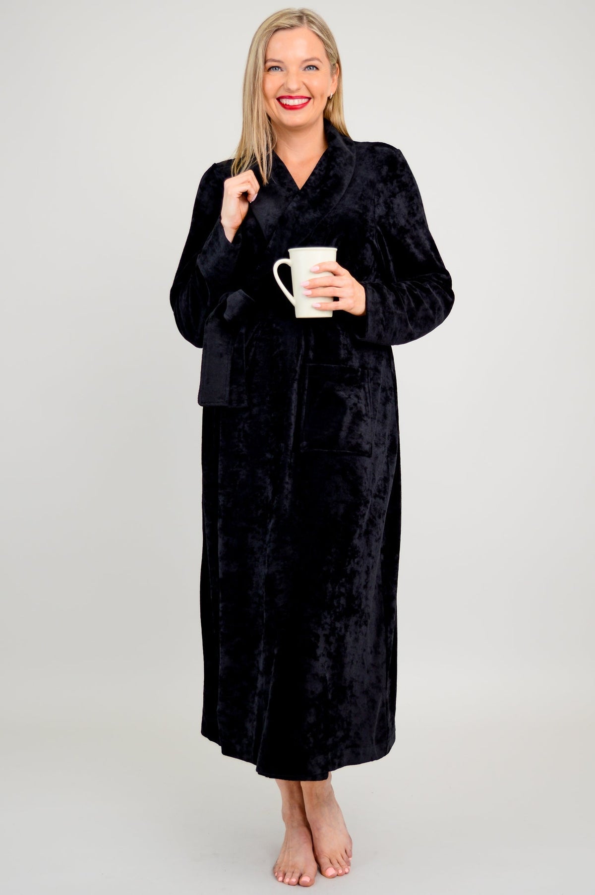 Velvet Robe, Black, Bamboo