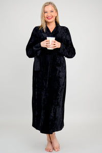 Velvet Robe, Black, Bamboo