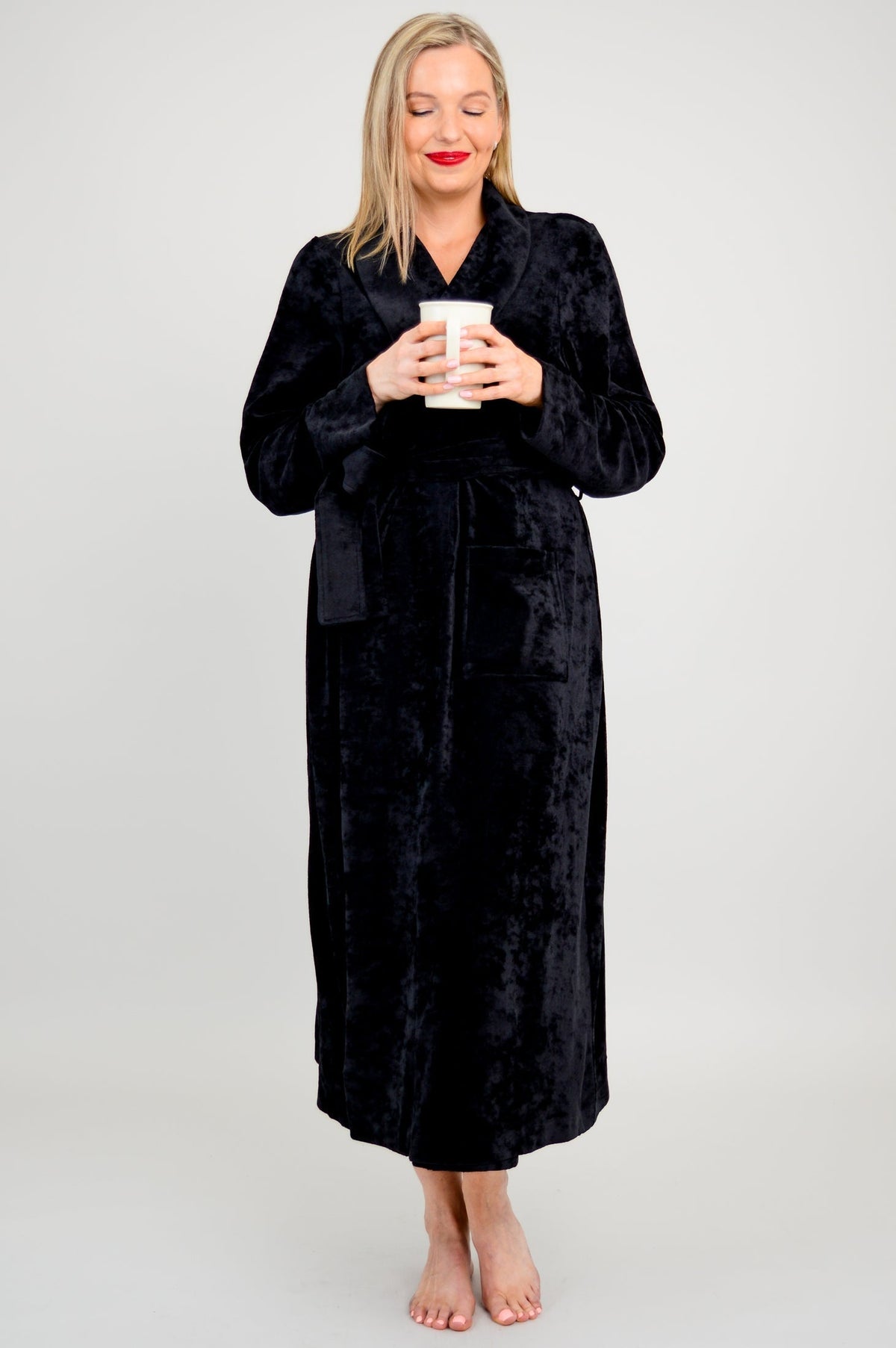 Velvet Robe, Black, Bamboo