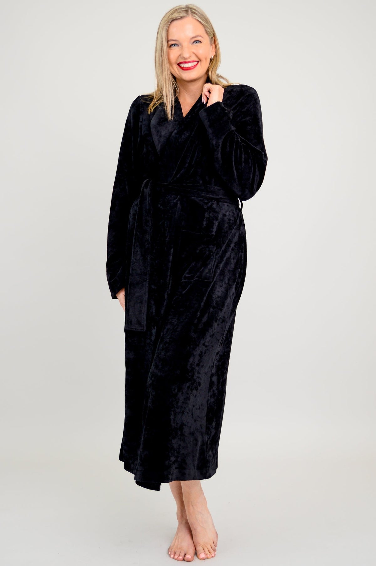 Velvet Robe, Black, Bamboo