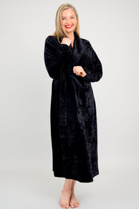 Velvet Robe, Black, Bamboo