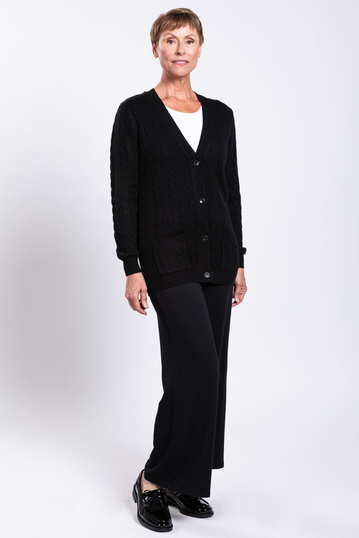 Ventura Cardigan, Black, Wool Cashmere