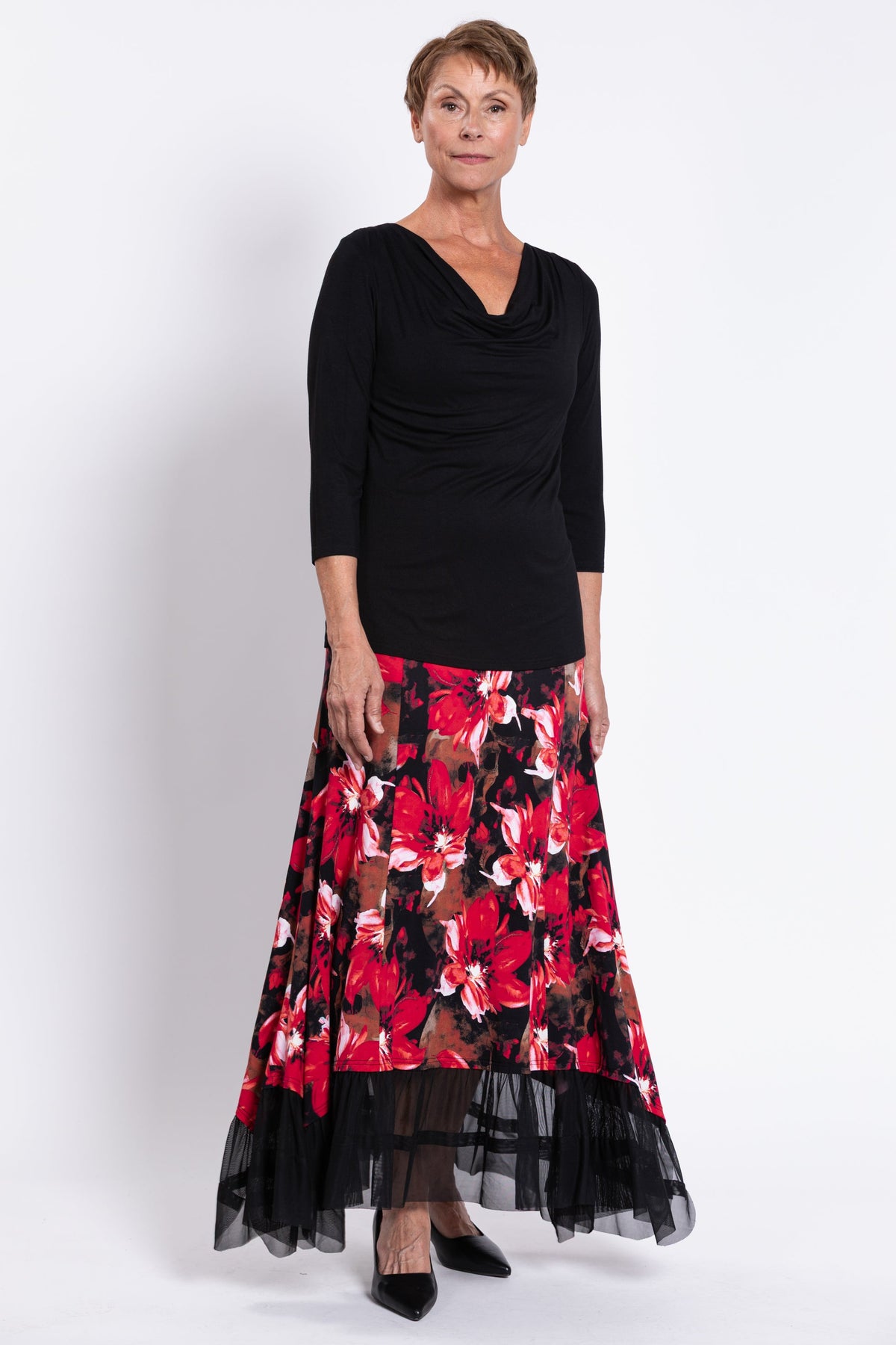 Vera Skirt, Lipstick Poinsetta, Bamboo