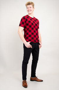 Adam Short Sleeve Shirt, Lipstick Plaid, Bamboo