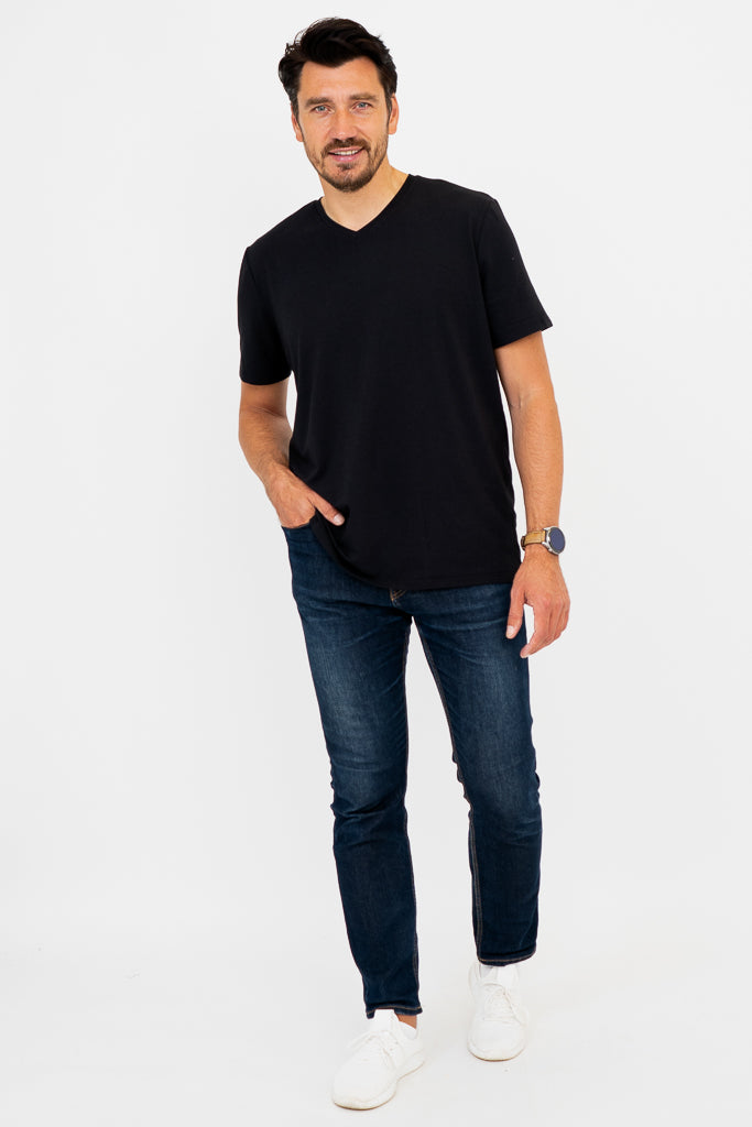 Adam Short Sleeve Shirt, Black, Bamboo