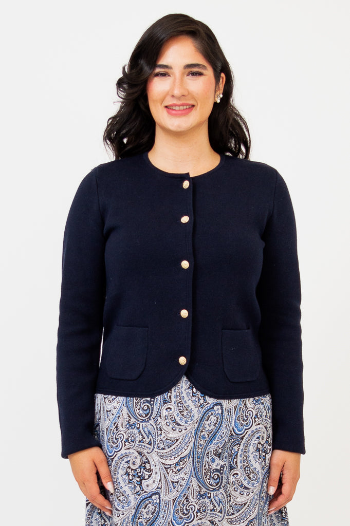 Amira Sweater, Navy, Cotton