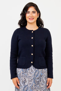 Amira Sweater, Navy, Cotton